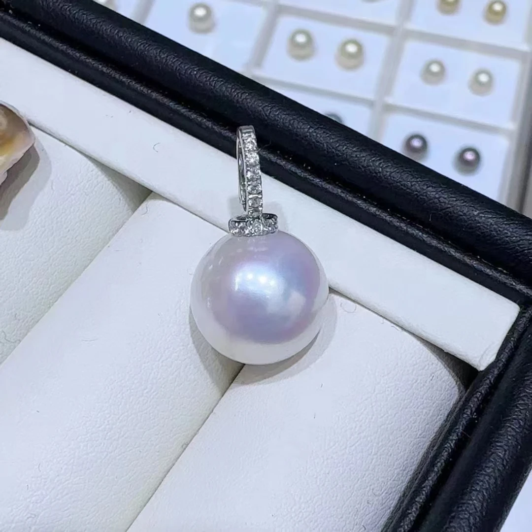 【龙珠特选万能扣-S925银扣】14mm左右天然淡水珍珠吊坠【赠链】简约