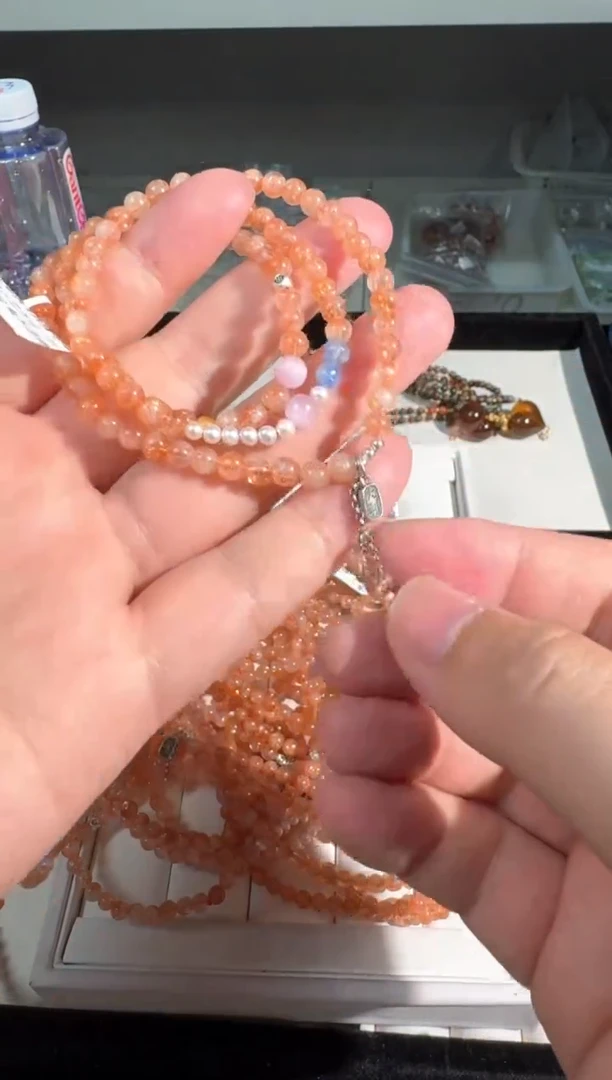 水晶手链银S925镶嵌U027金太阳三圈