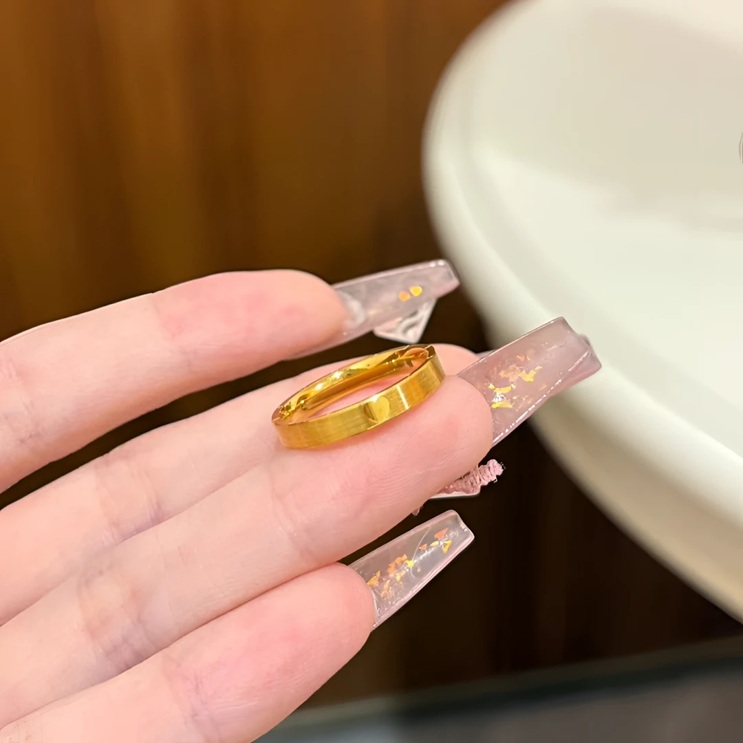 5G足金999 黄金爱心年轮戒指 精致轻奢对戒情侣爆款水贝黄金戒指