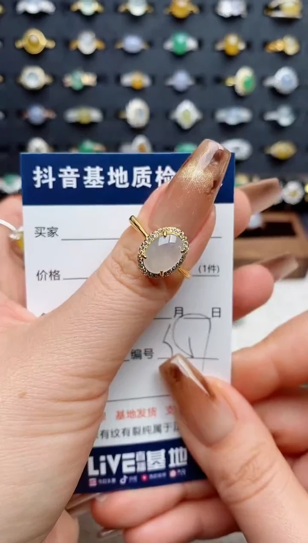 银S925镶嵌戒指翡翠小**～.