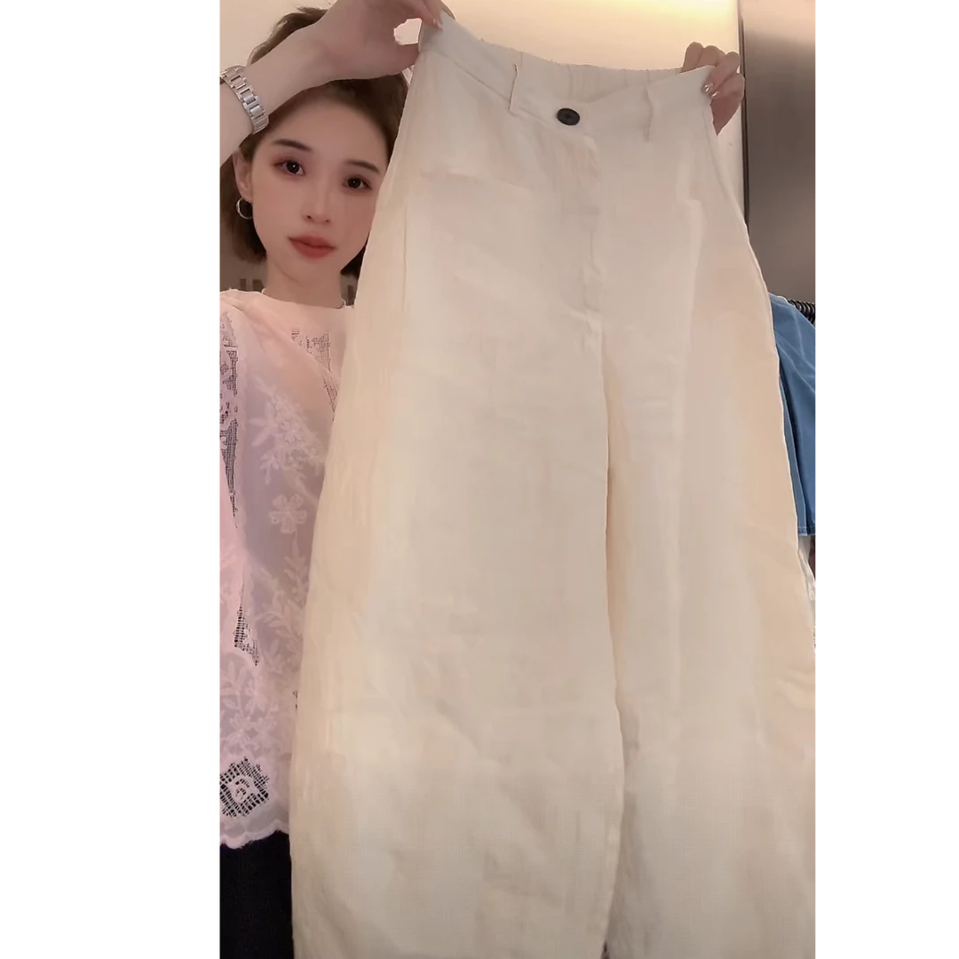 【米米私服】夏季薄款醋酸阔腿宽松显瘦直筒长裤 2502-201-888