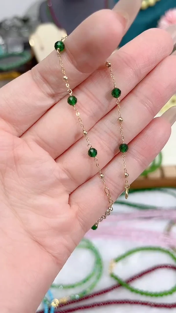 【闪购商品】透辉石满天星手链14K金镶嵌79