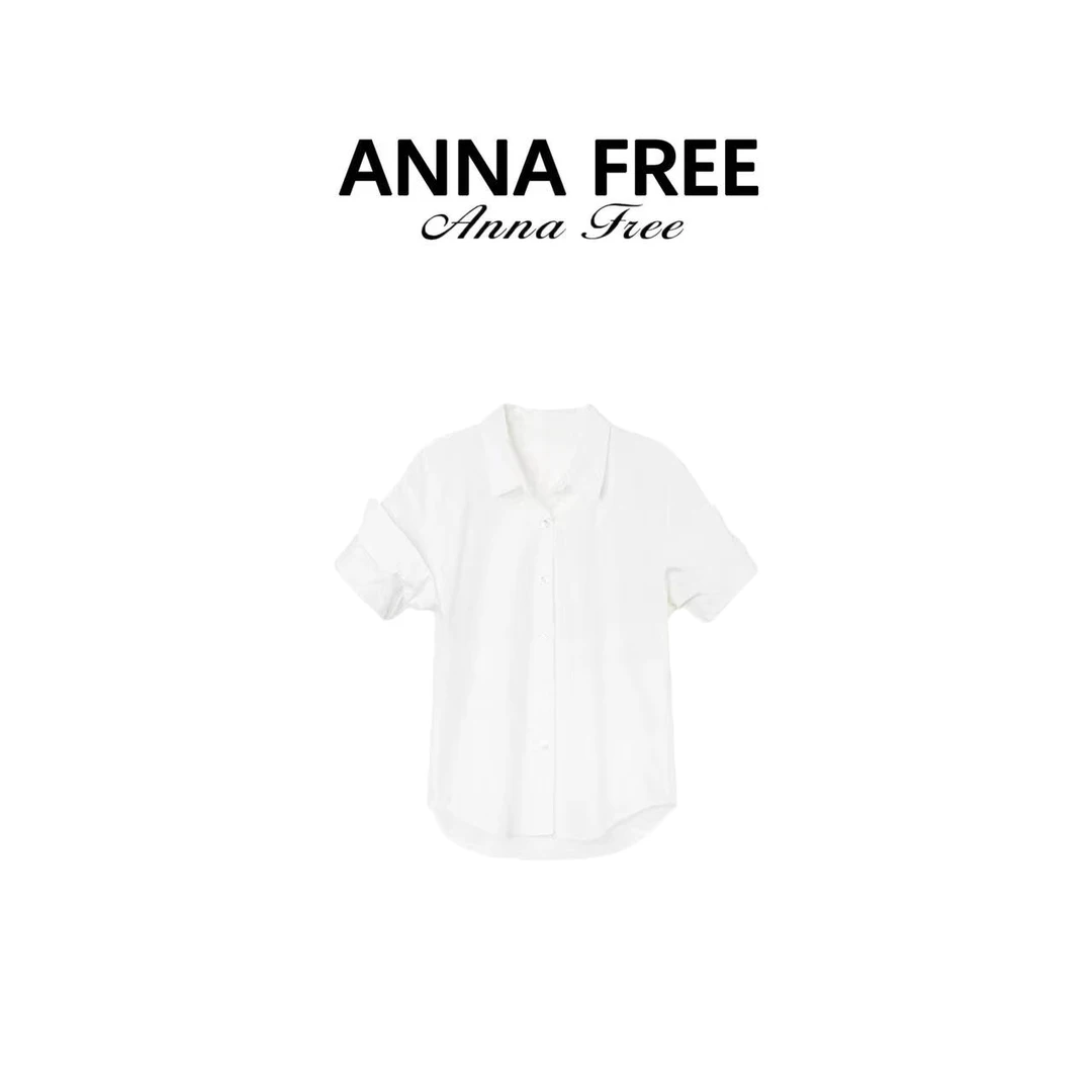 ANNA FREE 新款polo领短袖短款衬衣设计感轻奢ZCB25363
