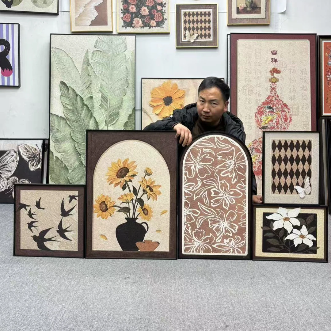 中古风组合装饰画大白墙法式复古壁画客厅新款沙发背景墙挂画500