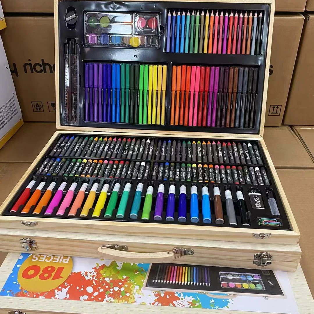 180画笔套装绘画文具美术油画棒工具水彩笔蜡笔铅笔涂画笔 AL