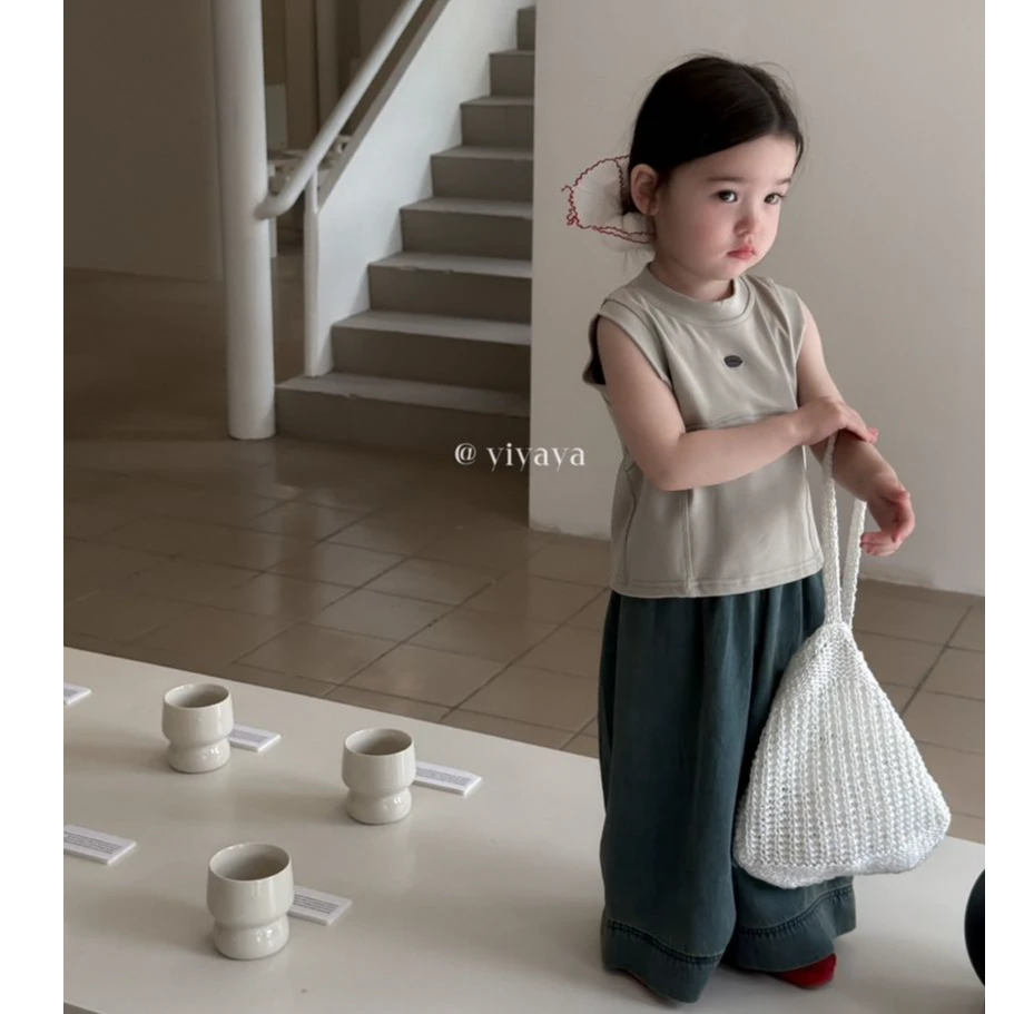 【YIYAYA】25夏~女童做旧牛仔阔腿裤15107