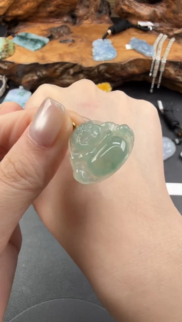 吊坠(不含链)18K金镶嵌翡翠翡翠饰品-166