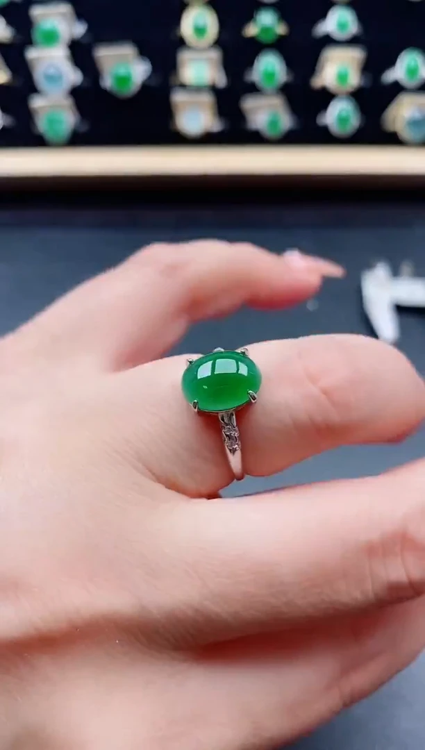 银S925镶嵌戒指翡翠1