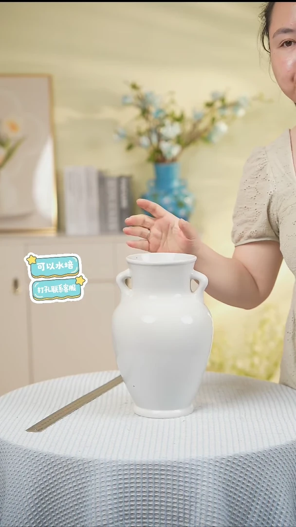 微瑕景德镇水培陶瓷花瓶摆件客厅插花陶罐简约花盆