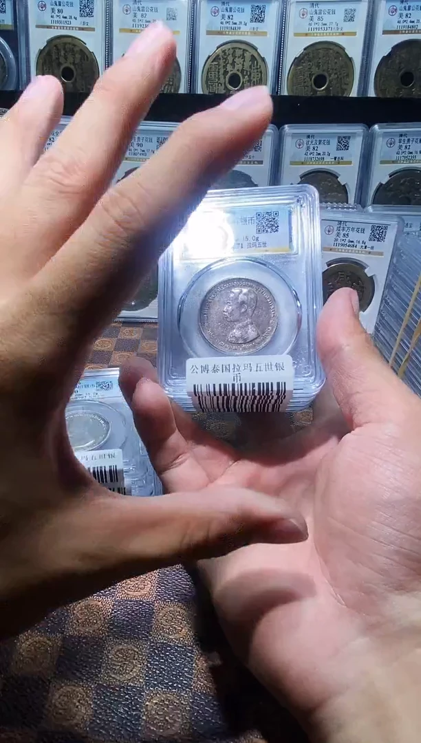 铜A693龍公博泰国拉玛五世银币AU50