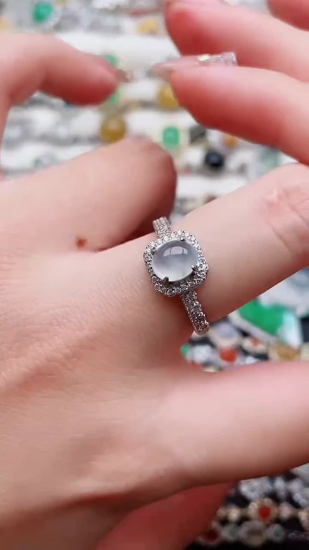 银S925镶嵌戒指翡翠9