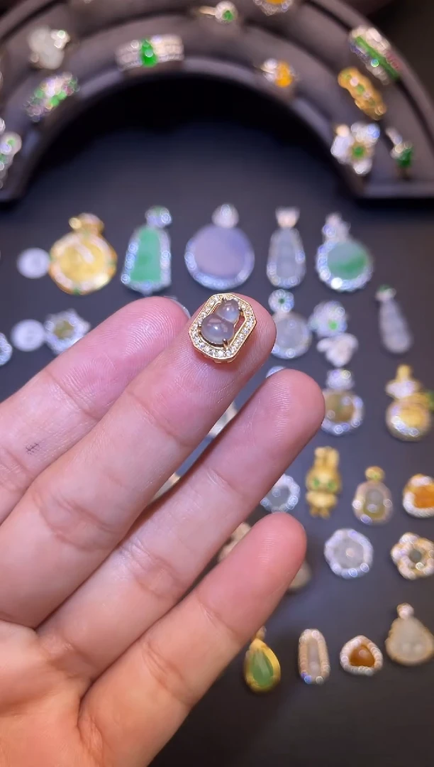 吊坠(不含链)银S925镶嵌翡翠1