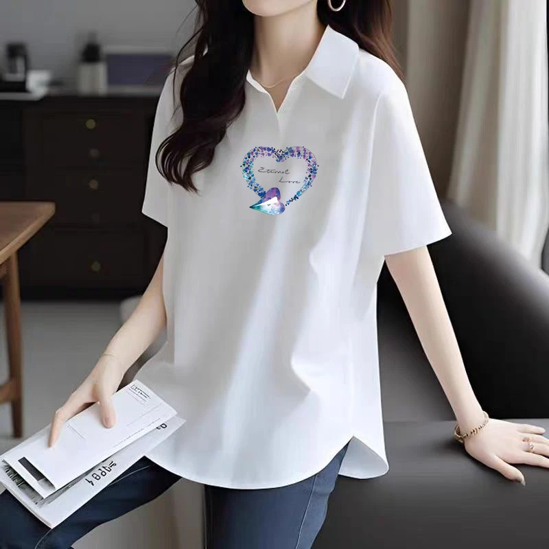 大码显瘦短袖POLO衫女夏休闲黑色洋气宽松遮肉遮肚子翻领T恤上衣