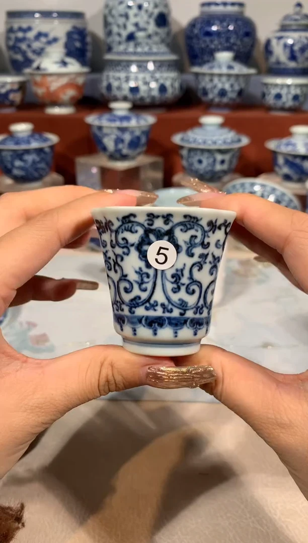【闪购商品】摆件5青花四方杯微瑕