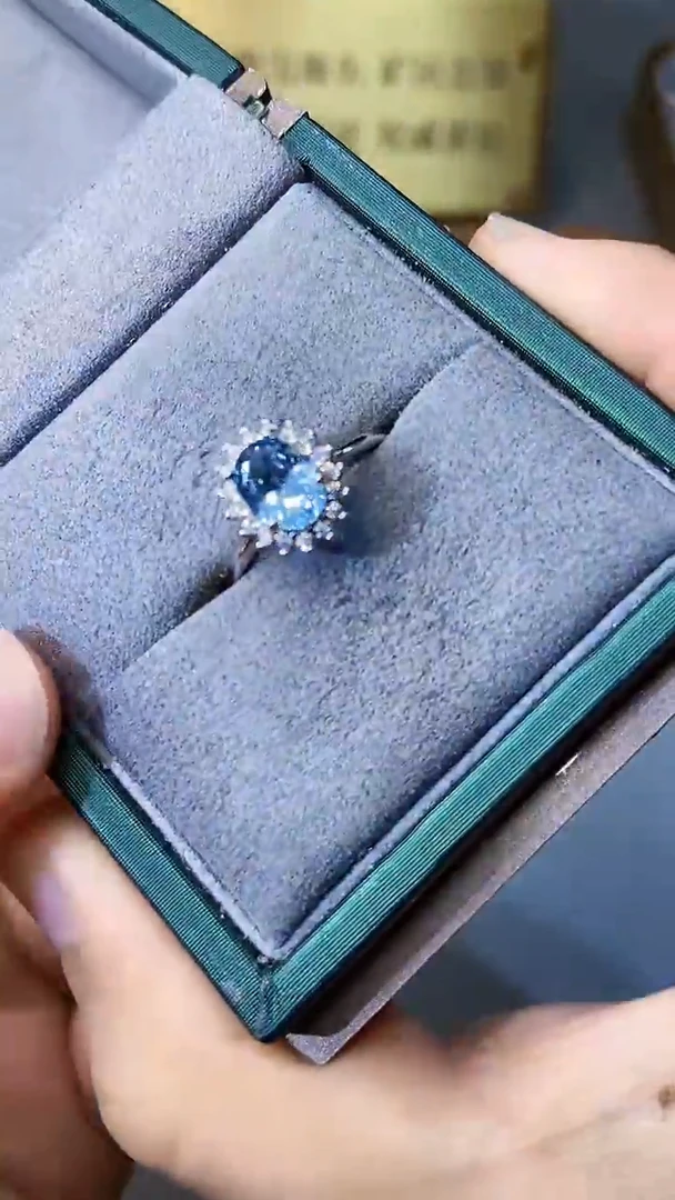 【闪购商品】海蓝宝石戒指银S925镶嵌354