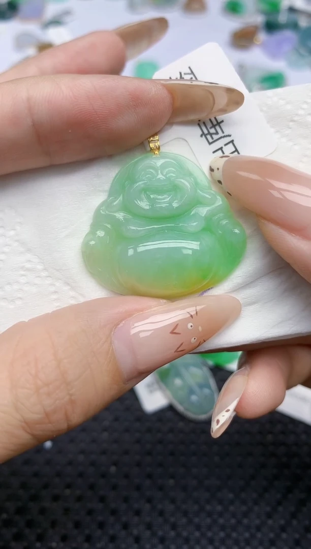 翡翠18K金镶嵌颈饰373   天然翡翠A货