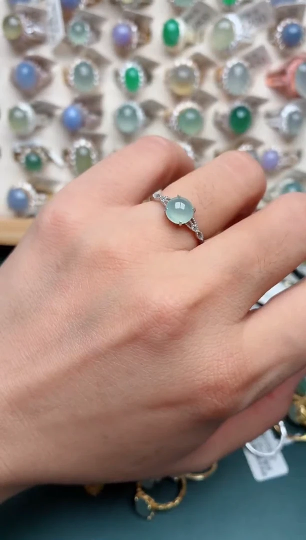 银S925镶嵌戒指翡翠.