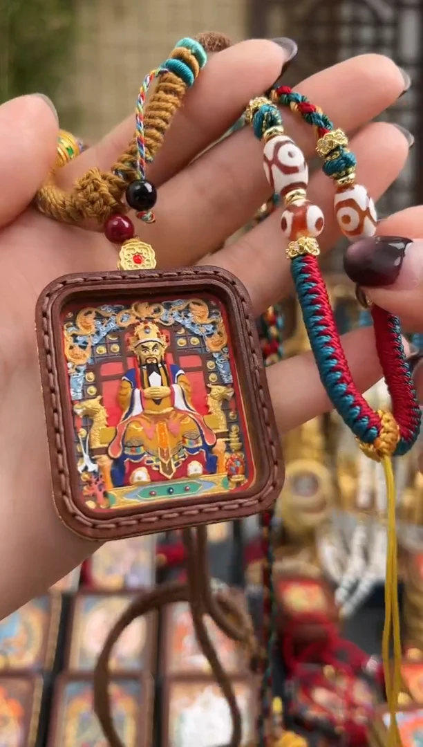 【闪购商品】吊坠皮壳彩唐五爷皮绳+天珠