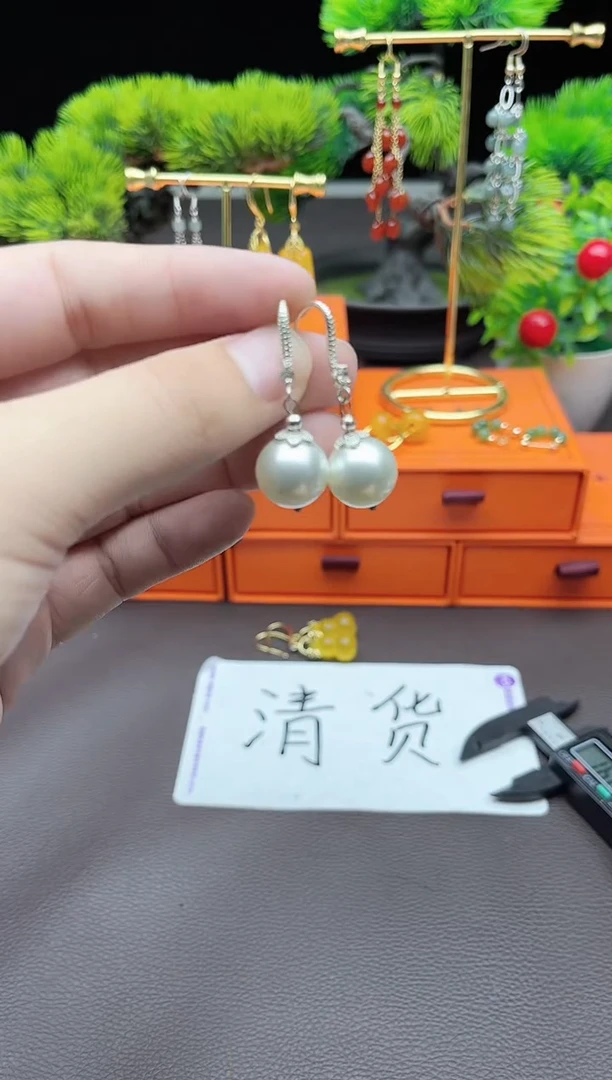 耳饰银S925镶嵌拼合珍珠（马贝珠）239