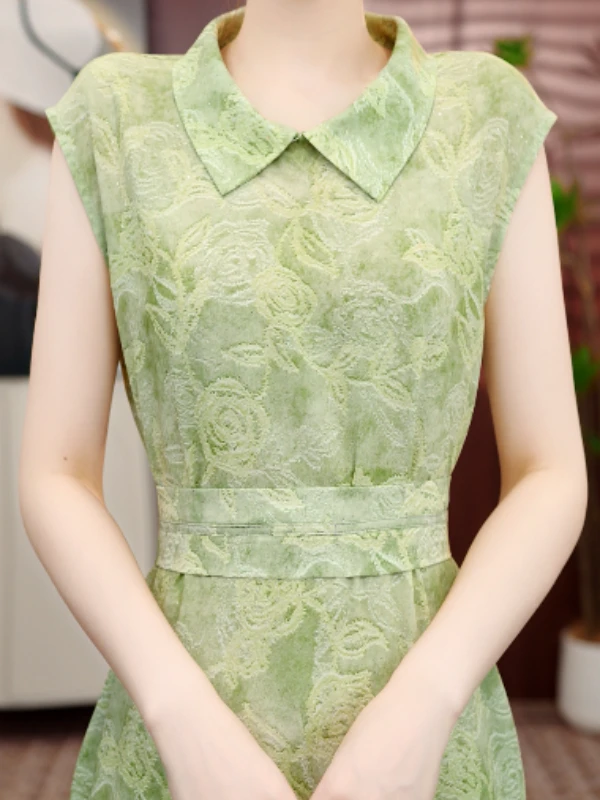 [送腰封]专柜夏季鸟语花香百搭减龄连衣裙E-1022