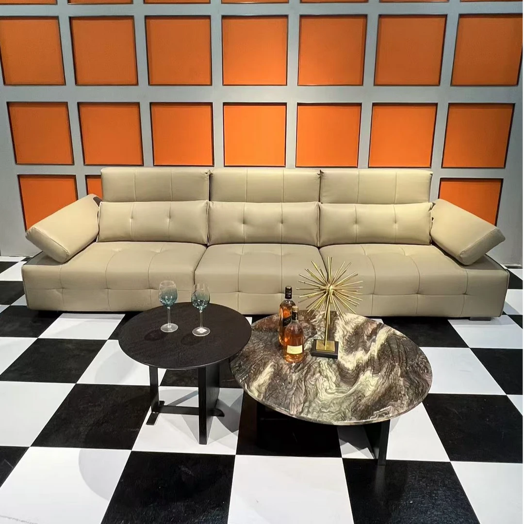 真皮沙发简约客厅北欧极简升降皮艺时尚