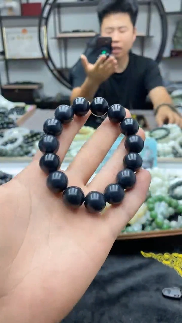 手串未镶嵌和田玉聚墨青花14圆珠