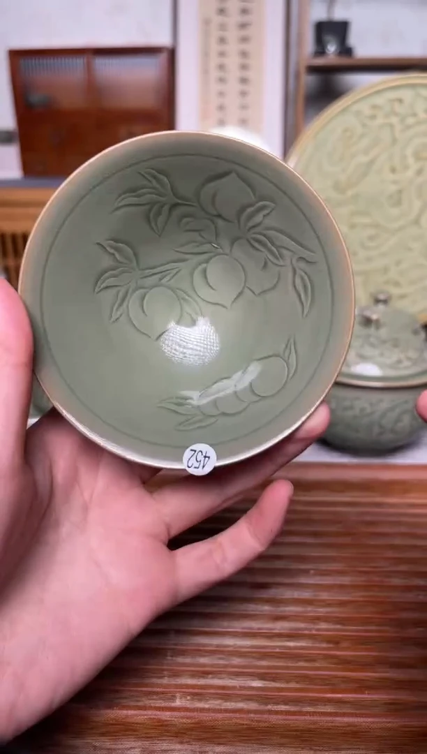 瓷器452耀州窑纯手工斗笠盏  微瑕
