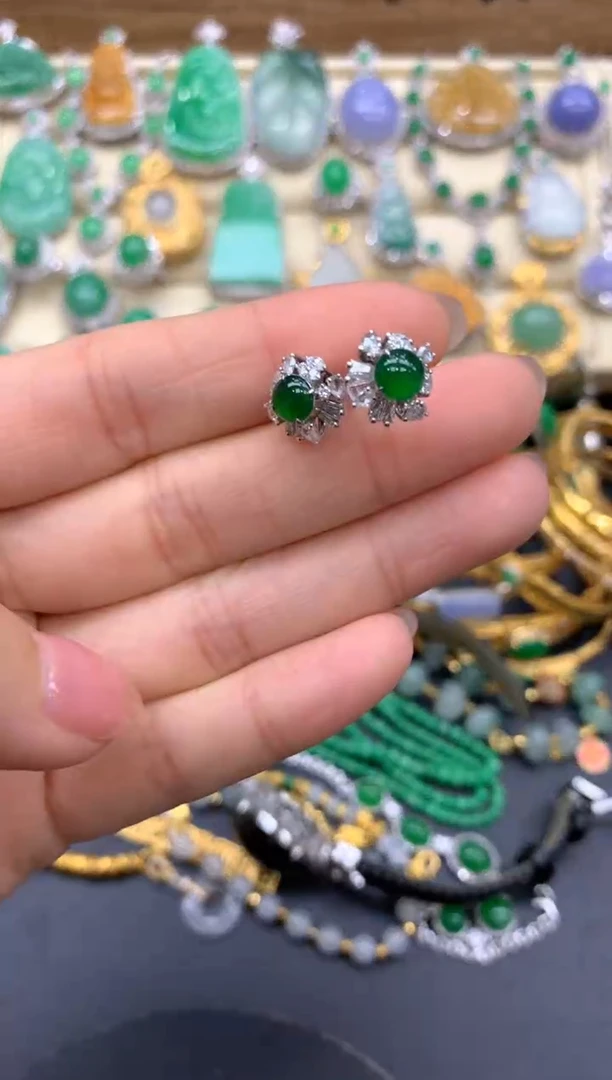 【闪购商品】翡翠耳饰18K金镶嵌282-中国好珍宝