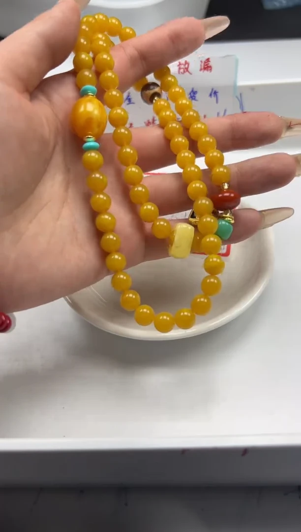 未镶嵌颈饰蜜蜡w2613鸡油黄蜜蜡8mm*成品*1条