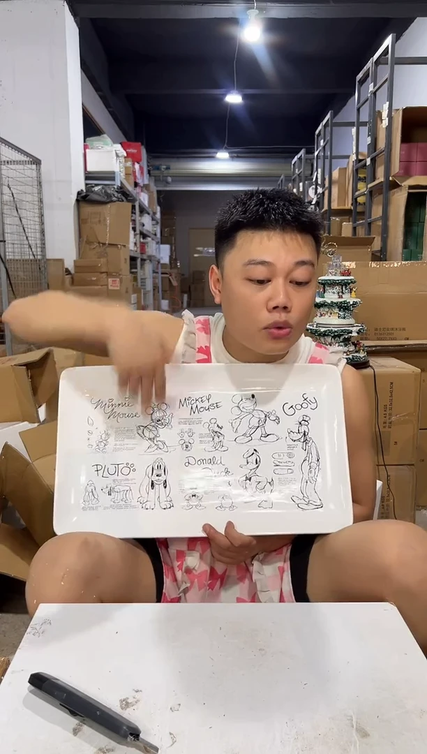 瓷片米奇手稿大盘子  陶瓷