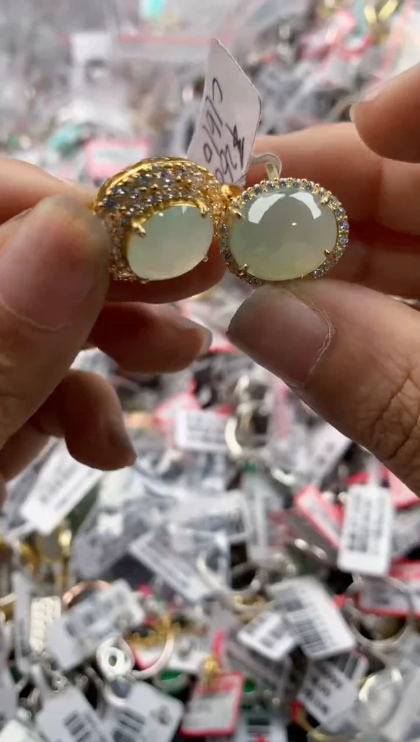 银S925镶嵌戒指翡翠999----2