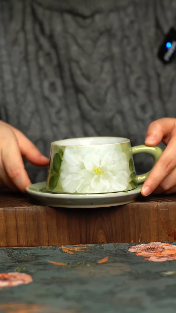 杯釉下彩手工手绘同款陶器