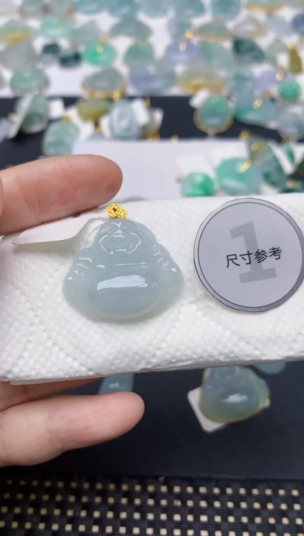 颈饰18K金镶嵌翡翠天然缅甸A货翡翠
