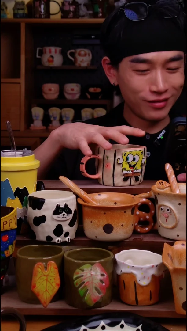 杯子陶景德镇可爱设计师款陶瓷