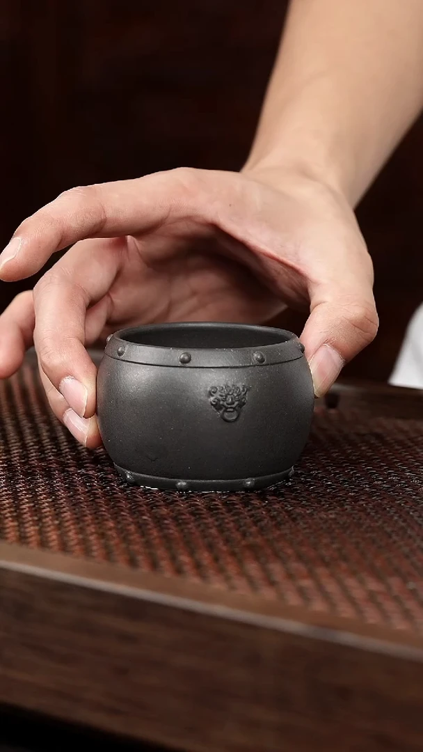 茶壶紫砂岩中泥三拼战鼓杯