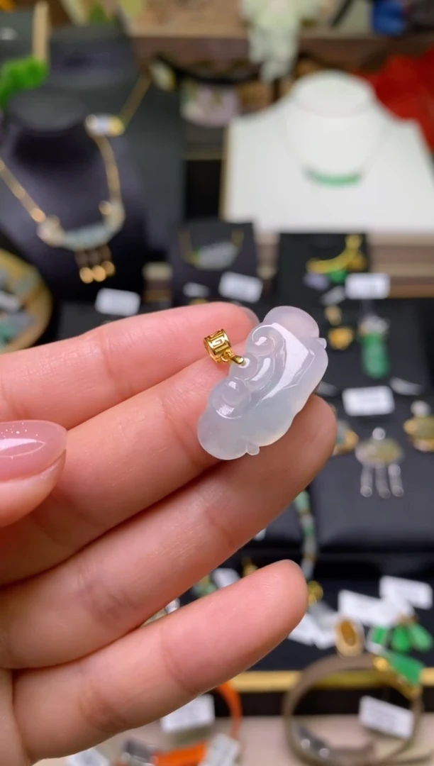 【闪购商品】翡翠颈饰18K金镶嵌净货17984