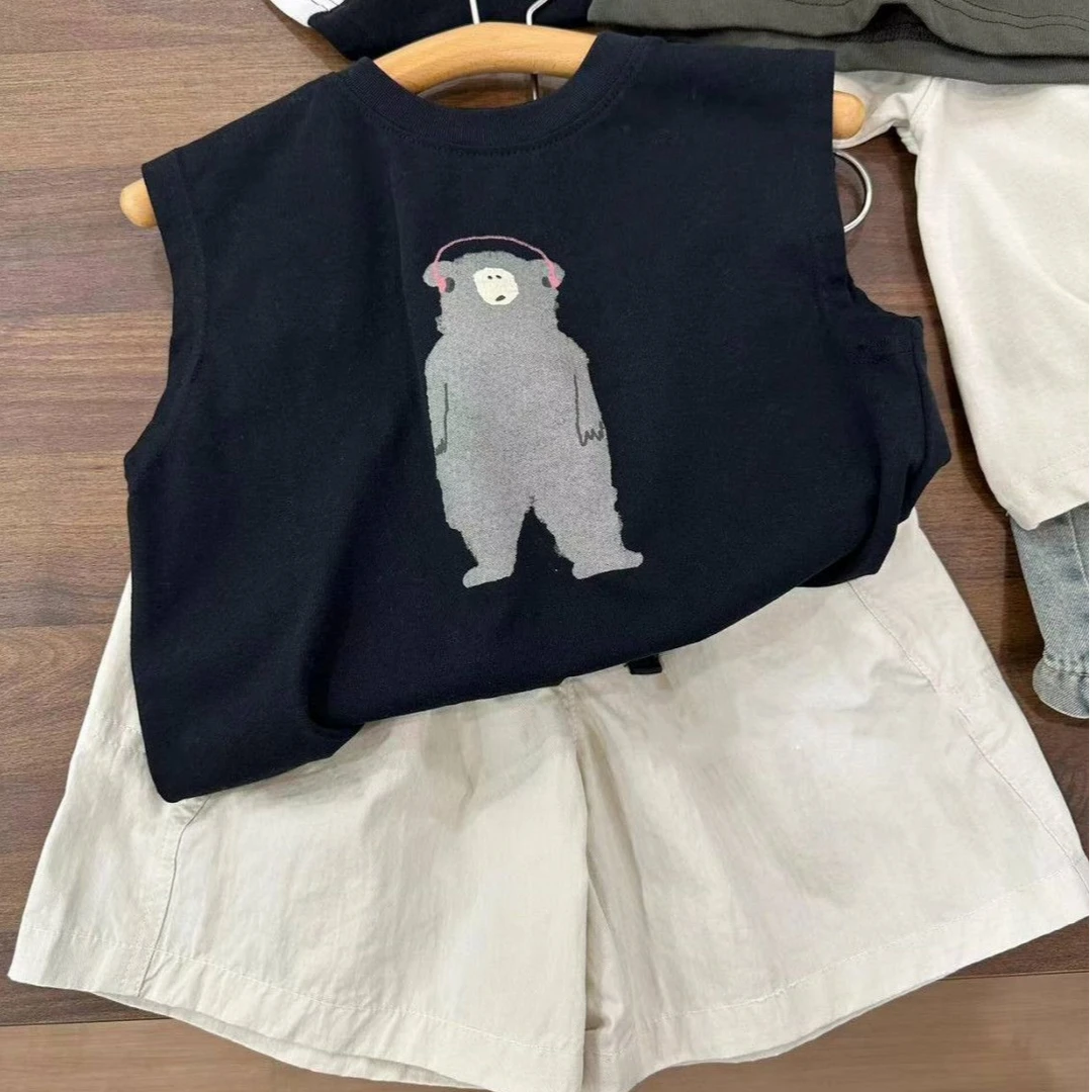 男童纯棉背心套装2025夏季新款中小童儿童装无袖背心短裤两件套潮