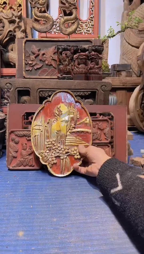 【闪购商品】香樟木老木雕老物件花板有瑕疵完美者慎拍