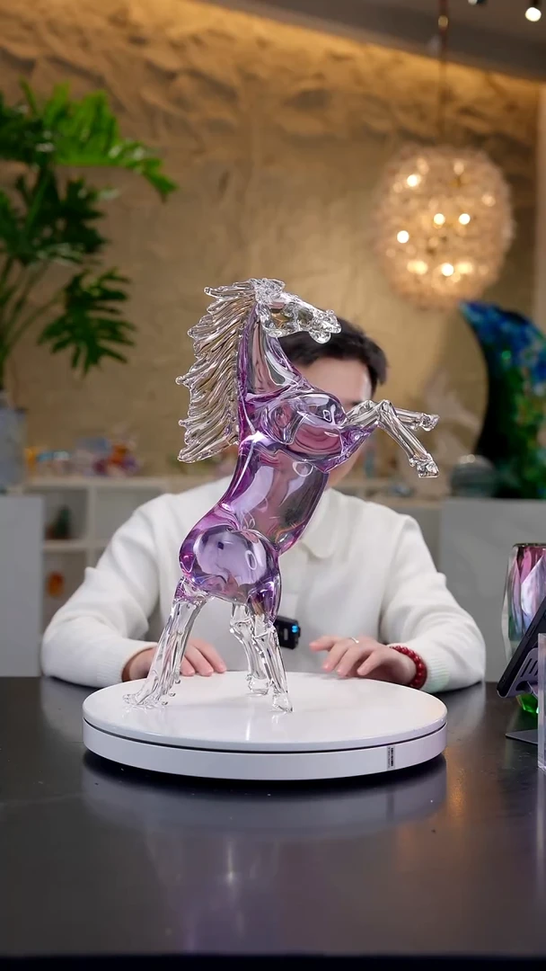 手工艺品琉璃用****4金紫色设计款马摆件