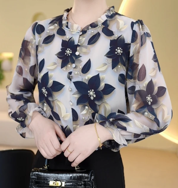 杭州专柜 新款圆领简约通勤衬衫女ZF-S009