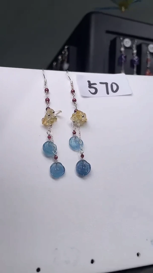 紫晶耳饰银S925镶嵌喜欢拍