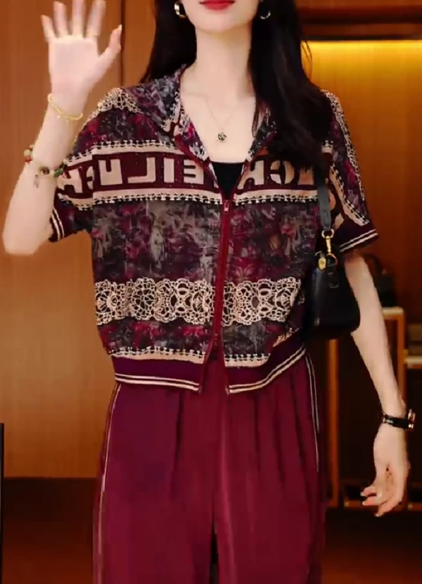 紫韵连帽-夏季极简风减龄优雅轻奢时尚百搭气质套装