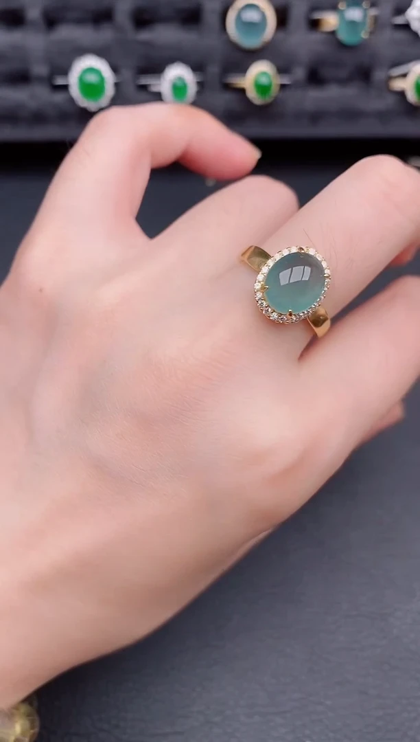 银S925镶嵌戒指翡翠天然a货翡翠234