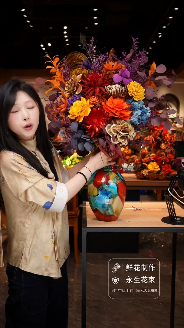 琉璃手工艺品手工花器花束空运包邮送货上门-以图片为准