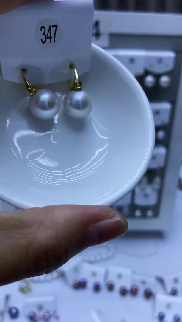 银S925镶嵌耳饰淡水珍珠347