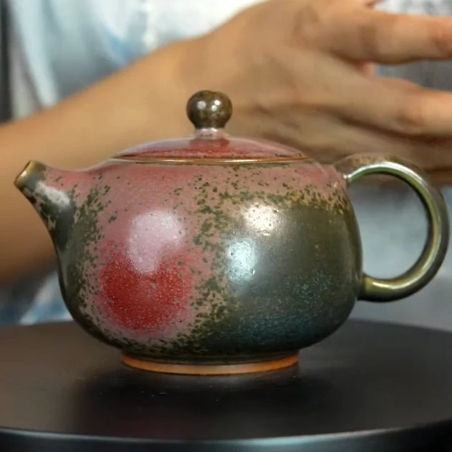 原矿原产地钧瓷喝茶炭烧卢钧茶具茶杯送礼礼盒装手工西施茶壶
