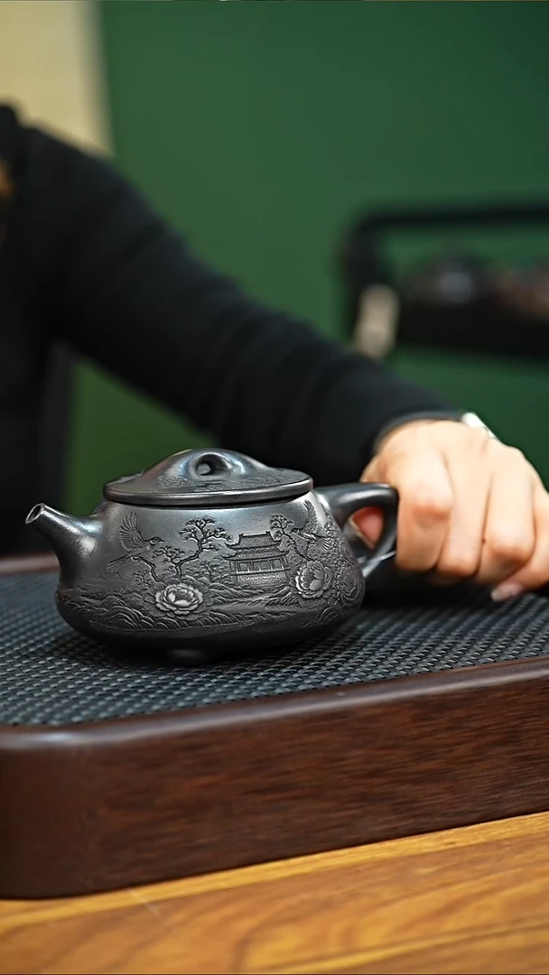 茶杯紫砂宜兴本地原矿玄铁石黄紫砂壶260cc