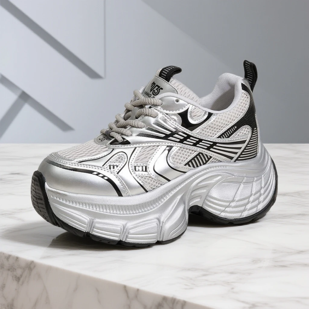 老爹鞋女2025秋冬新款加绒网面鞋休闲运动鞋子百搭厚底内增高女鞋