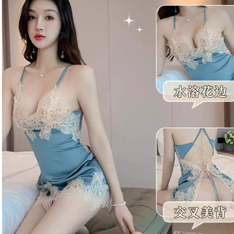 性感2025新款睡裙约会战袍露背蕾丝吊带睡衣镂空法式显瘦纯欲