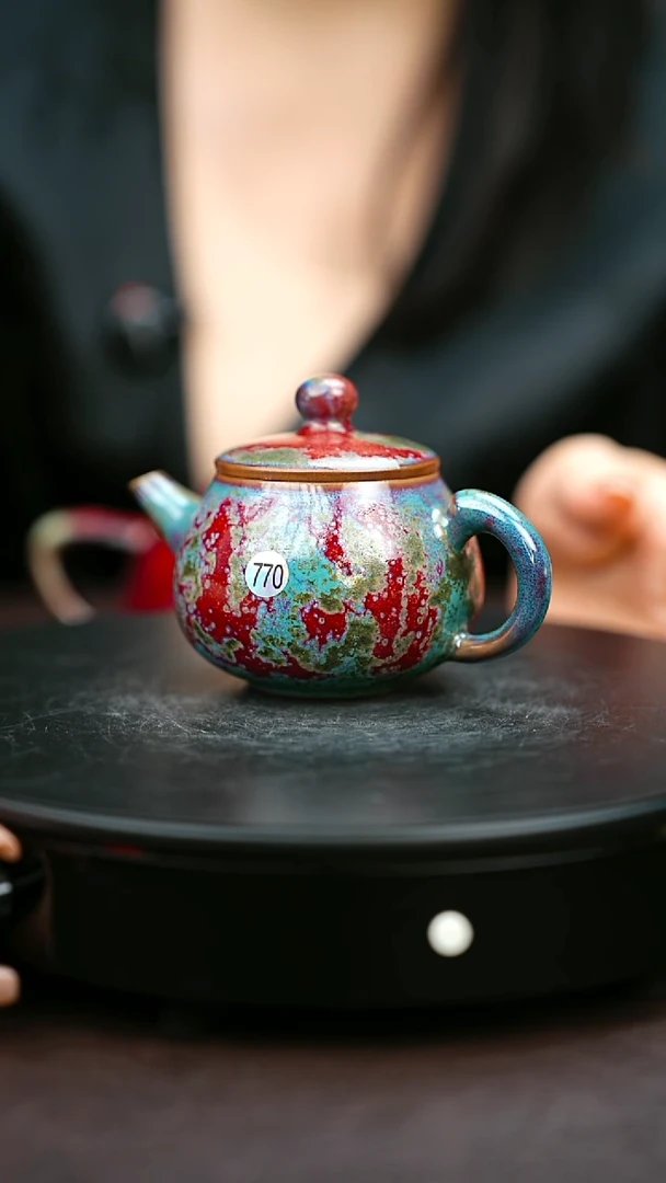 770#原矿钧瓷炉钧釉手把壶